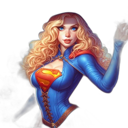 comic book art, fantasy art, concept art, cartoon, blonde, woman, blue, outfit transparent PNG cut-out