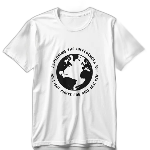 monochrome, white, t-shirt, circular, emblem, center, featuring, globe transparent PNG cut-out