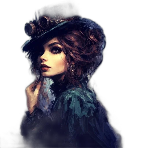 hat, face, dress, crown, fantasy art, photorealistic, concept art, pixel art transparent PNG cut-out