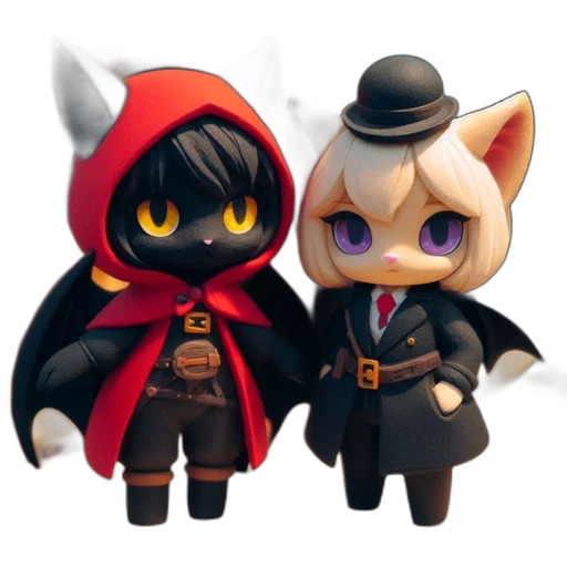 concept art, 3d render, pixel art, fantasy art, two, animated, characters, stand transparent PNG cut-out