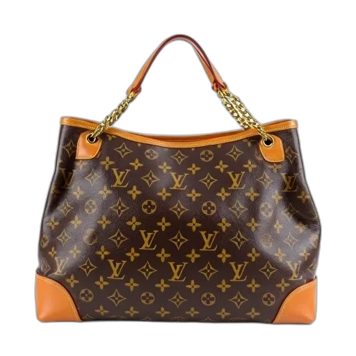 brown, leather, louis, vuitton, handbag, gold-tone, hardware, displayed transparent PNG cut-out