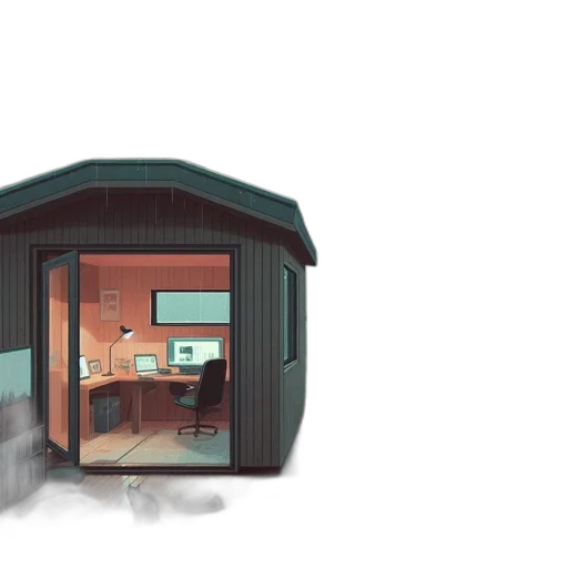 furniture, building, robot, concept art, 3d render, pixel art, photorealistic, fog transparent PNG cut-out
