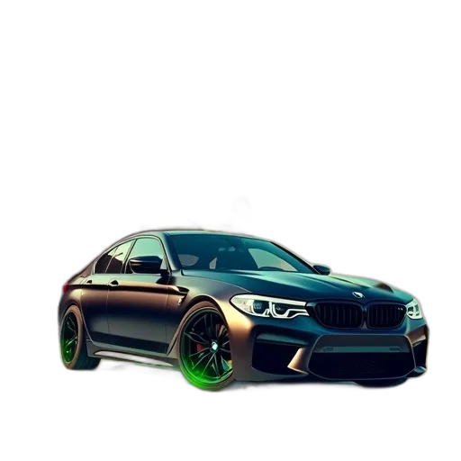 car, 3d render, photorealistic, concept art, pixel art, green, black, bmw transparent PNG cut-out