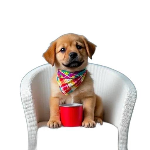 staff, animal, furniture, 3d render, photorealistic, small, brown, puppy transparent PNG cut-out
