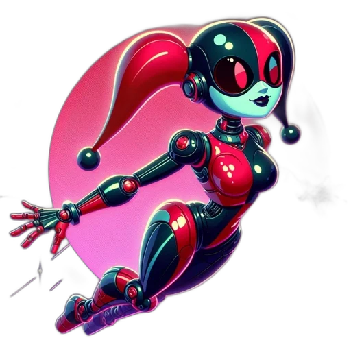 robot, concept art, pixel art, comic book art, 3d render, red, neon, dark transparent PNG cut-out