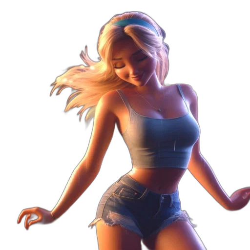 concept art, 3d render, photorealistic, fantasy art, neon lights, blue, animated, female transparent PNG cut-out