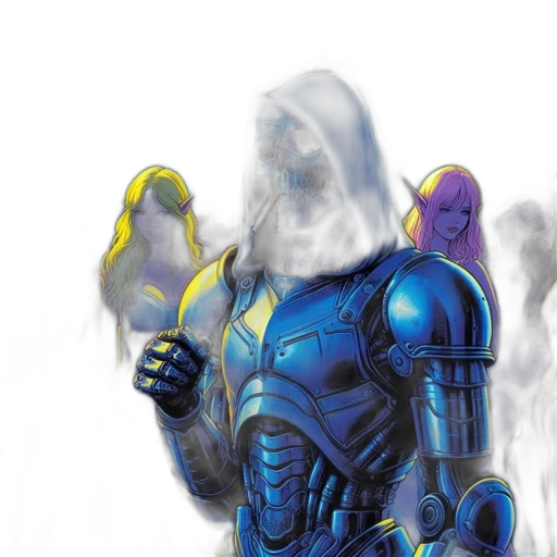 robot, mask, comic book art, concept art, fantasy art, 3d render, fog, outer space transparent PNG cut-out