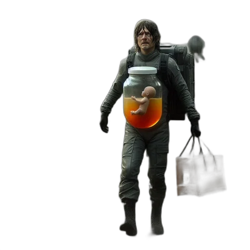 bottle, weapon, concept art, 3d render, fantasy art, man, navigates, treacherous transparent PNG cut-out