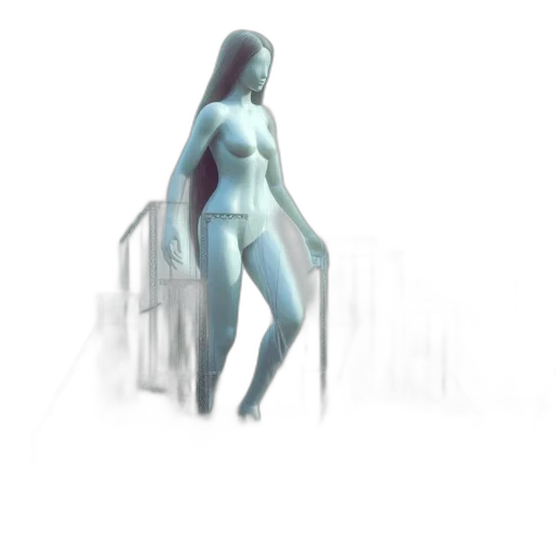 dress, robot, creature, concept art, 3d render, fantasy art, pixel art, fog transparent PNG cut-out