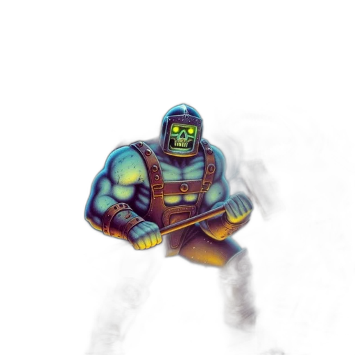 robot, mask, weapon, creature, concept art, pixel art, fantasy art, comic book art transparent PNG cut-out
