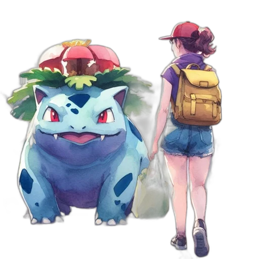 hat, creature, animal, umbrella, concept art, watercolor, pixel art, fantasy art transparent PNG cut-out