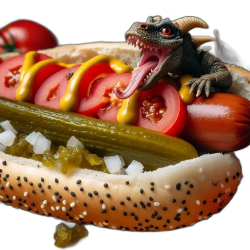 food, animal, creature, photorealistic, 3d render, concept art, hot, dog transparent PNG cut-out