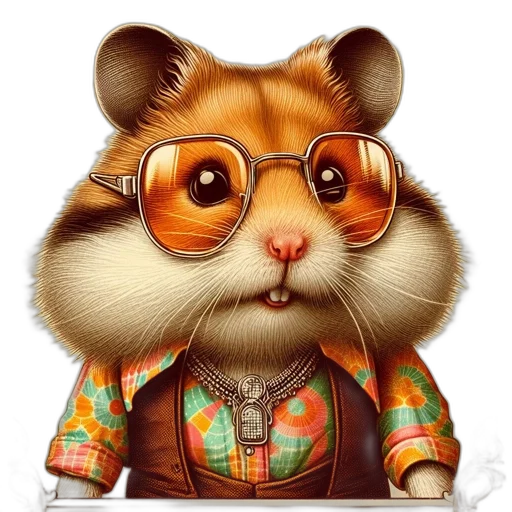 animal, jacket, staff, photorealistic, 3d render, cartoon, concept art, hamster transparent PNG cut-out