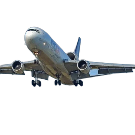3d render, photorealistic, fedex, cargo, plane, flying, through, clear transparent PNG cut-out