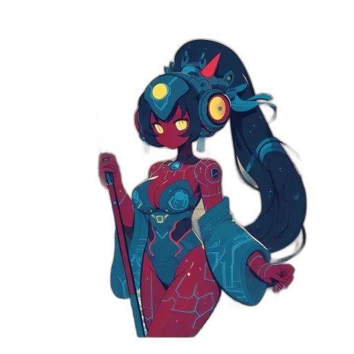 robot, mask, creature, concept art, pixel art, cyberpunk, 3d render, blue transparent PNG cut-out