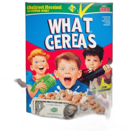 food, illustration, humorous, cereal, box, labeled, what, cereals transparent PNG cut-out