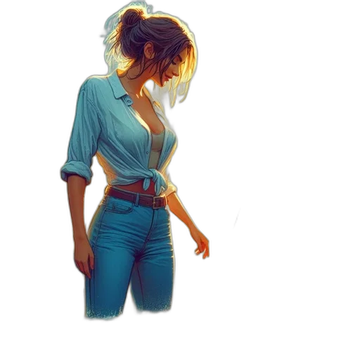 staff, jacket, weapon, dress, concept art, comic book art, fantasy art, watercolor transparent PNG cut-out
