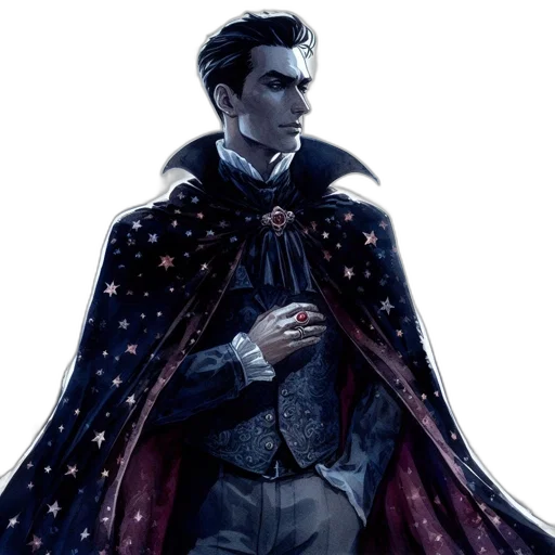 staff, jacket, crown, concept art, fantasy art, comic book art, pixel art, dark transparent PNG cut-out