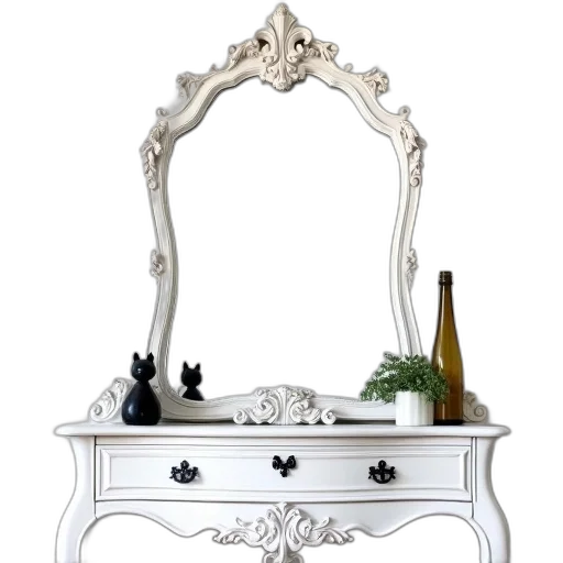 furniture, crown, jewelry, 3d render, monochrome, white, antique, dresser transparent PNG cut-out