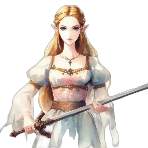 staff, sword, dress, weapon, fantasy art, concept art, pixel art, watercolor transparent PNG cut-out