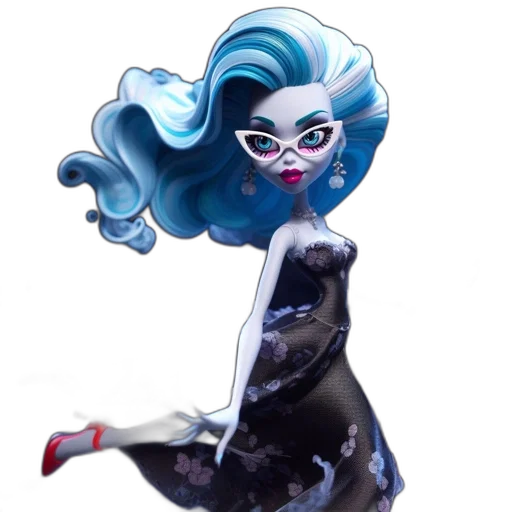 dress, hair, concept art, cartoon, 3d render, comic book art, blue, woman transparent PNG cut-out