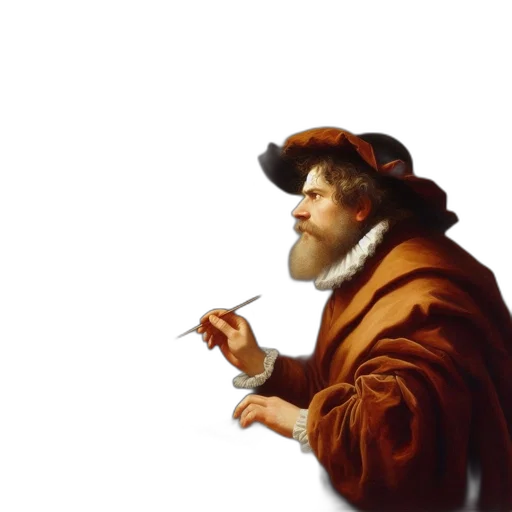 hat, jacket, face, staff, oil painting, photorealistic, concept art, fantasy art transparent PNG cut-out