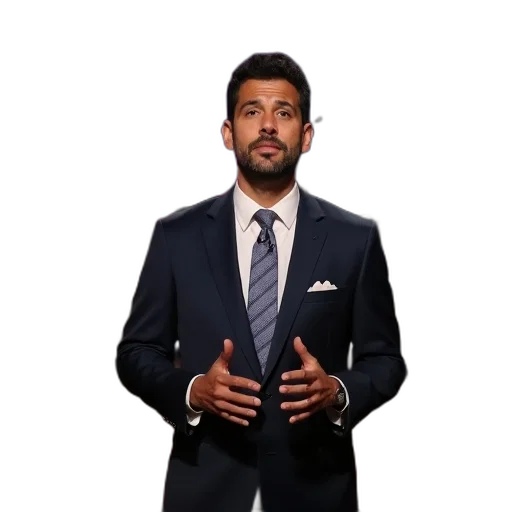 jacket, staff, aziz, his, stand, tonight, show transparent PNG cut-out