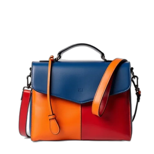 colorful, blue, orange, red, color, block, satchel, purse transparent PNG cut-out