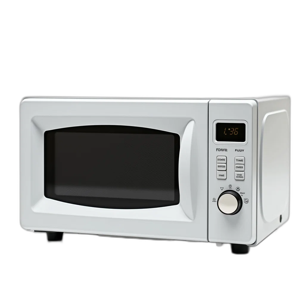food, furniture, weapon, robot, 3d render, photorealistic, white, microwave transparent PNG cut-out