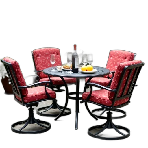 furniture, 3d render, photorealistic, concept art, patio, set, four, chairs transparent PNG cut-out