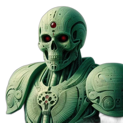 robot, mask, face, 3d render, concept art, photorealistic, cyberpunk, green transparent PNG cut-out