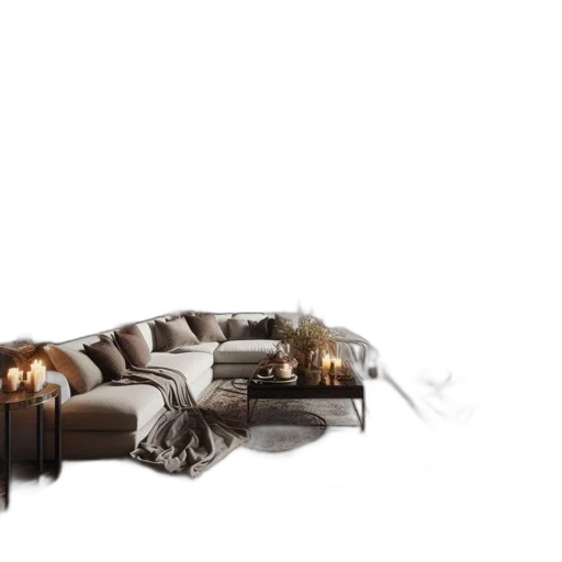 furniture, 3d render, photorealistic, concept art, earth tones, dark, monochrome, golden transparent PNG cut-out