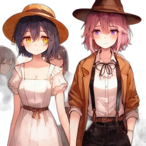 hat, dress, staff, mask, anime, concept art, pixel art, watercolor transparent PNG cut-out