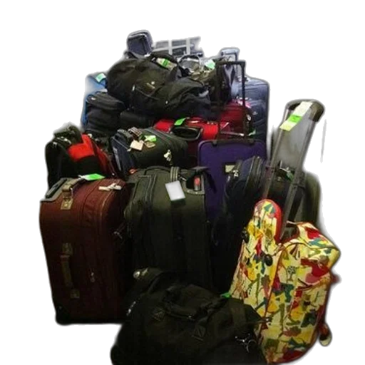 pile, luggage, various, colors, patterns, including, colorful, bag transparent PNG cut-out