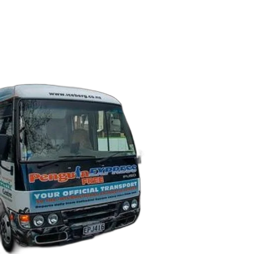 3d render, penguin, express, bus, parked, front, historic, building transparent PNG cut-out
