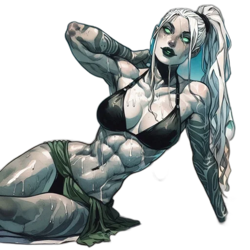 comic book art, concept art, fantasy art, cyberpunk, ethereal, woman, distinctive, features transparent PNG cut-out