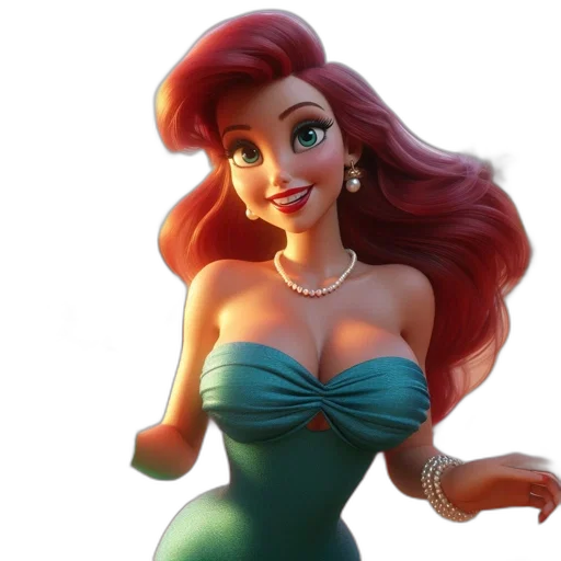 dress, 3d render, cartoon, concept art, photorealistic, underwater, animated, character transparent PNG cut-out