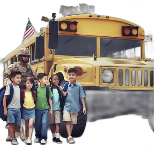 photorealistic, concept art, 3d render, children, stand, military-clad, man, yellow transparent PNG cut-out