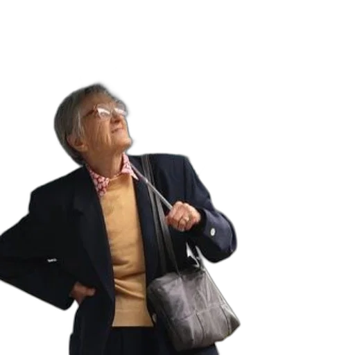 jacket, umbrella, staff, furniture, 3d render, elderly, woman, short transparent PNG cut-out