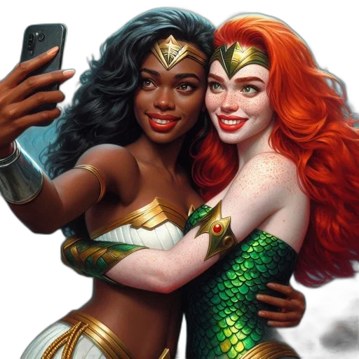 comic book art, concept art, fantasy art, two transparent PNG cut-out