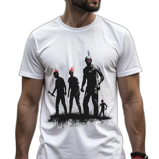concept art, comic book art, 3d render, cyberpunk, white, shirt, stick, fight transparent PNG cut-out
