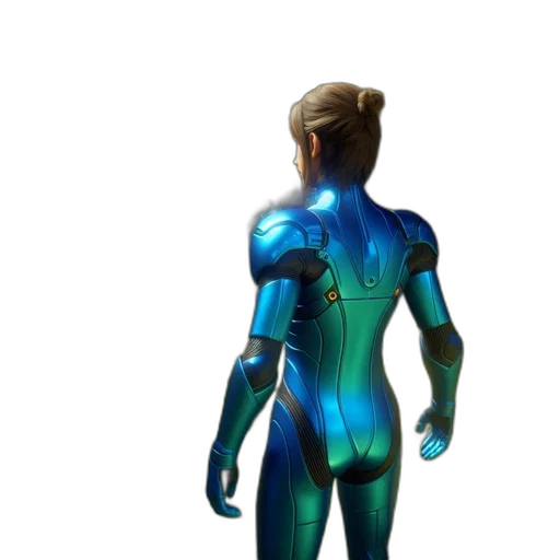 robot, staff, 3d render, concept art, cyberpunk, vaporwave, blue, neon transparent PNG cut-out