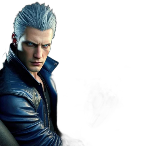 jacket, face, concept art, cyberpunk, fantasy art, photorealistic, blue, individual transparent PNG cut-out