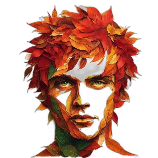 face, jacket, flower, crown, photorealistic, watercolor, fantasy art, comic book art transparent PNG cut-out