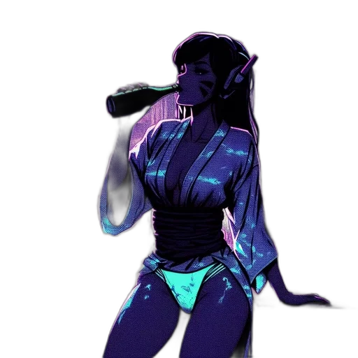 dress, staff, mask, creature, cyberpunk, concept art, vaporwave, fantasy art transparent PNG cut-out