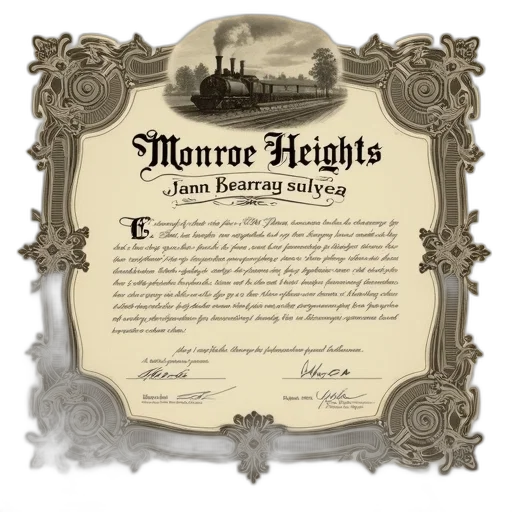 certificate, issued, monroe, heights, railway, company transparent PNG cut-out