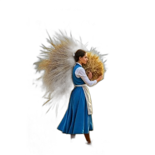 staff, hair, dress, hat, concept art, fantasy art, 3d render, photorealistic transparent PNG cut-out