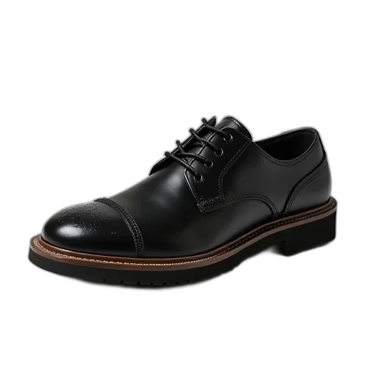 shoes, photorealistic, reebow, low, profile, black, leather, shoe transparent PNG cut-out
