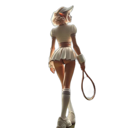 staff, concept art, 3d render, fantasy art, comic book art, female, tennis, player transparent PNG cut-out