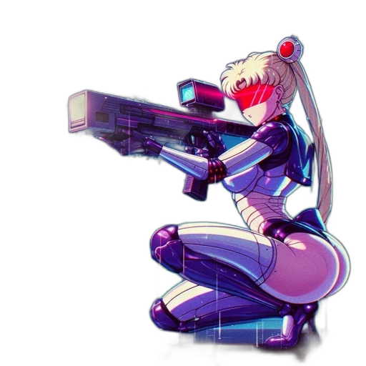 weapon, robot, staff, sword, pixel art, cyberpunk, anime, concept art transparent PNG cut-out